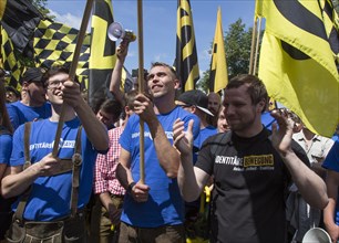 Demonstration by the Identitarian Movement. Several hundred supporters of the Identitarian Movement