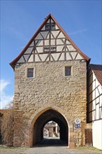 Historic Mainbernheim Gate as part of the town fortifications, town wall, gate tower, Iphofen,