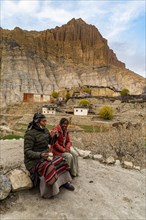 Freindly locals in the remote Tetang village, Kingdom of Mustang, Nepal, Asia