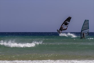Surfer at Playa de Sotavento, Costa Calma, Fuerteventura, Canary Island, Spain, Europe