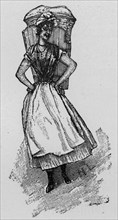 Viennese laundry needle, Vienna, portrait, young woman, laundry basket, apron, work,