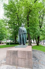 Eino Leino statue in Esplanad park in Helsinki, Finland, Europe