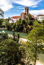 View from the 15th century Ponte del Diavolo leading over the Natisone river into the historic