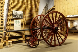 Lansing, Michigan, The Michigan History Museum. Logging wheels were used to move timber as most of