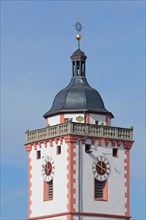 Tower of St Nicholas' Church built 15th century, church tower, St Nicholas' Church, Marktbreit,