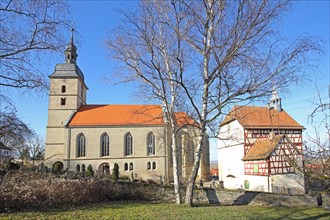 St John's Church and historic gate tower and landmark, Burgbernheim, Middle Franconia, Franconia,