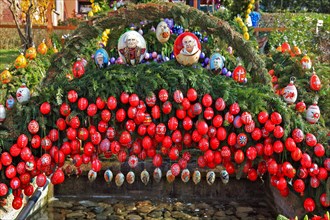 Detail of an Easter fountain in Franconian Switzerland, Bamberg district, Upper Franconia, Germany,