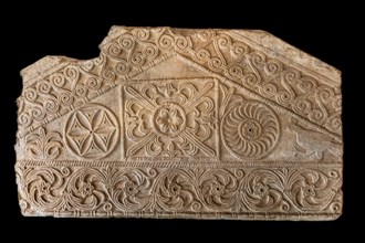 Carved limestone from the Lombard period, 9th century, Santa Maria in Valle monastery, Tempietto