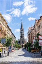Katowice, Poland, July 11, 2022: Mariacka street in Katowice, downtown, Europe