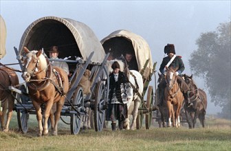 Participants of a cavalry march from Bad Dueben to Leipzig on 16 October 1998. On the 185th