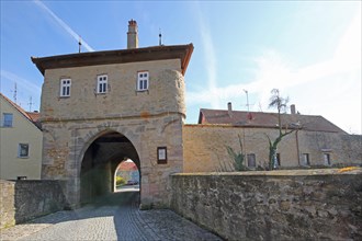 Historic Mainbernheim Gate as part of the town fortifications, town wall, defence defence tower,