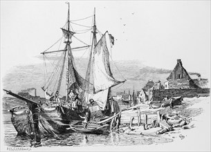 Kuffen, Kuff, historical ship type, gaff sails and square sails, goods transport near the coast,
