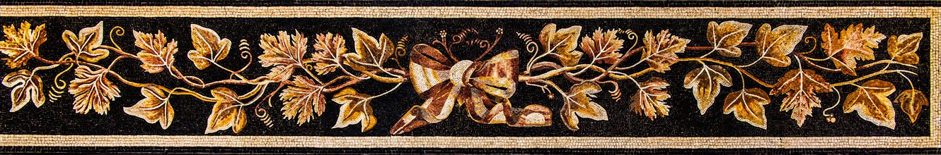 Band with wine leaves, Mosiak copy from Aquileia, 1st century, Mosaic school producing mosaic