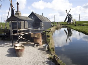 Windmill, smoking fish, Zuiderzee museum, Enkhuizen, Netherlands