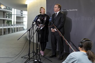 Boris Pistorius (SPD), Federal Minister of Defence with Wiebke Esdar, Member of the German
