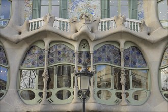 Window, main hall on the Beletage, Casa Batllo, apartment building by Antoni Gaudi, Passeig de