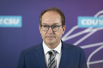 Alexander Dobrindt, Chairman of the CSU parliamentary group in the German Bundestag, gives a press
