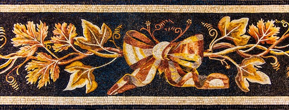 Band with wine leaves, Mosiak copy from Aquileia, 1st century, Mosaic school producing mosaic