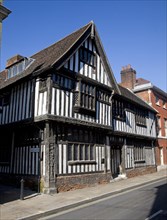 Ancient half timbered black and white building, Oak House, Northgate Street, Ipswich, Suffolk,