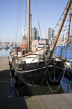 Historic wooden sailing barge Wet Dock marina, Ipswich, Suffolk, England, United Kingdom, Europe