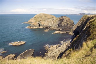 Cliffs, rocky coast near Abercastle, Pembrokeshire, Wales, United Kingdom, Europe
