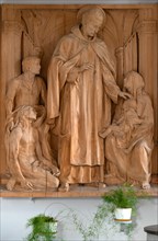 Mainkofen, Lower Bavaria, Germany, March 15th 2024, wood carving of Franz Hoser (1874-1957) in the