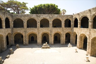 Courtyard, Archaeological museum, Rhodes, Greece, Europe