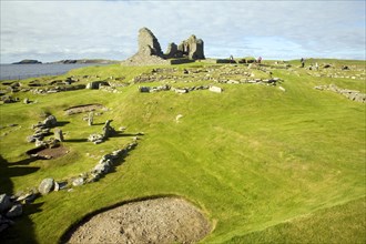 Jarslhof Iron Age houses, Shetland Islands, Scotland, United Kingdom, Europe