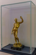 Jean-Antoine Houdon, Muscle Man, gilt bronze, Skulpturensammlug im Bode Museum, Berlin, Germany,