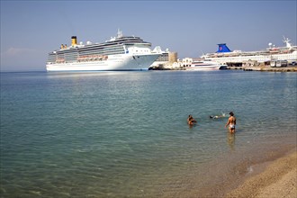 Costa Mediterrania cruise ship, Rhodes town, Rhodes, Greece, Europe