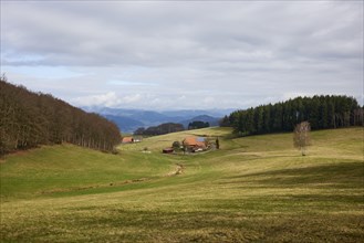 Landscape in the Black Forest with a view of the Kinzig Valley near Hofstetten, Ortenaukreis,