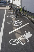 Car park for bicycles, Kempten, Allgaeu, Bavaria, Germany, Europe