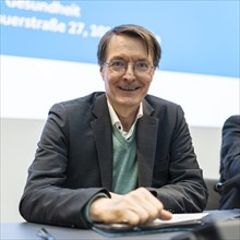 Karl Lauterbach (SPD), Federal Minister of Health, recorded during talks on the key points of the