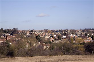 New housing on urban rural fringe, Belstead, Ipswich, Suffolk, England, UK