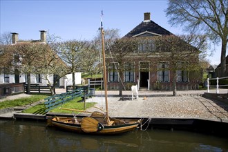 Sailing barge on town canal, Zuiderzee museum, Enkhuizen, Netherlands