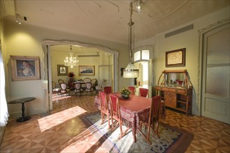 Living room, bourgeois flat, La Pedrera, Casa Mila by Antoni Gaudi, Barcelona, Catalonia, Spain,