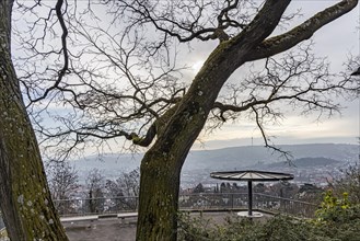 View of the city of Stuttgart, panorama from the Zeppelinstrasse viewpoint, Stuttgart,