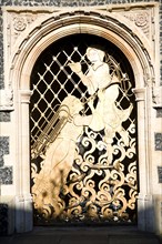 Decorative metalwork doorway, Church St Peter's by the waterfront, Ipswich, Suffolk, England,