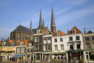 Historic buildings from the market square, Delft, Netherlands