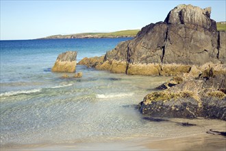 Sandy beach, Bay of Scousburgh, Shetland Islands, Scotland, United Kingdom, Europe