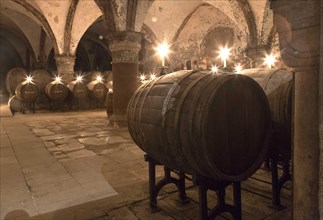 Wine barrel tasting in the wine cellar of Kloster Erberbach on 30/07/2015