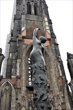 St Peter's Church, parish church, construction started in 1310, Moenckebergstrasse, statue of a