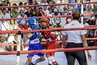 Oaxaca, Mexico, Youth boxing match in the zocalo, Central America