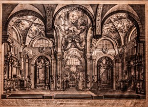 Presbiterium and choir of the Cathedral of Udine, Andrea Zucchi, etching, 17th century, Galeria