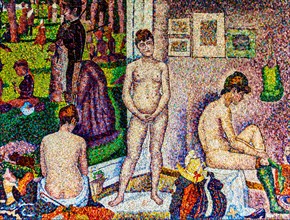 The models, homage to George Seurat, mosaic school that produces mosaic masters, Spilimbergo, city