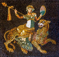 Dionysus on the panther, mosaic copy, Delos, Greece, 2nd century, mosaic school producing mosaic