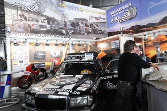 RETRO CLASSICS 2010, Stuttgart Messe, A rally team stand with vehicle and merchandising products,
