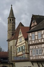 Johanniterkirche, art museum, half-timbered house, old town, Kocher valley, Kocher, schwaebisch