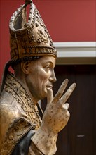 Reliquary bust of a holy bishop, sculpture collection in the Bode Museum, Berlin, Germany, Europe