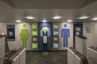 Well-maintained toilets in a motorway service station, Brandenburg. Germany